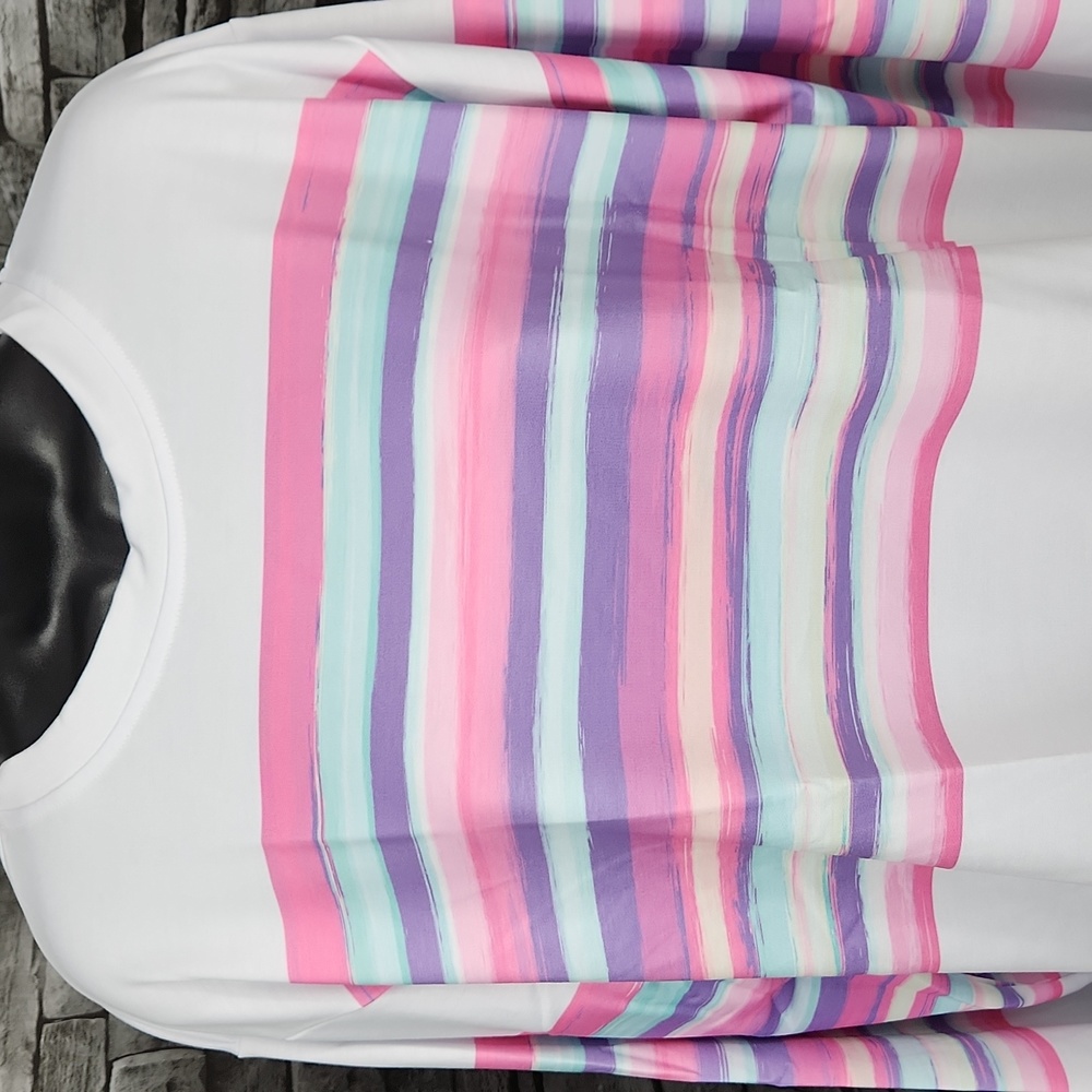Pixie Lady Watercolor Striped Pullover Sweatshirt - Picture 4 of 8